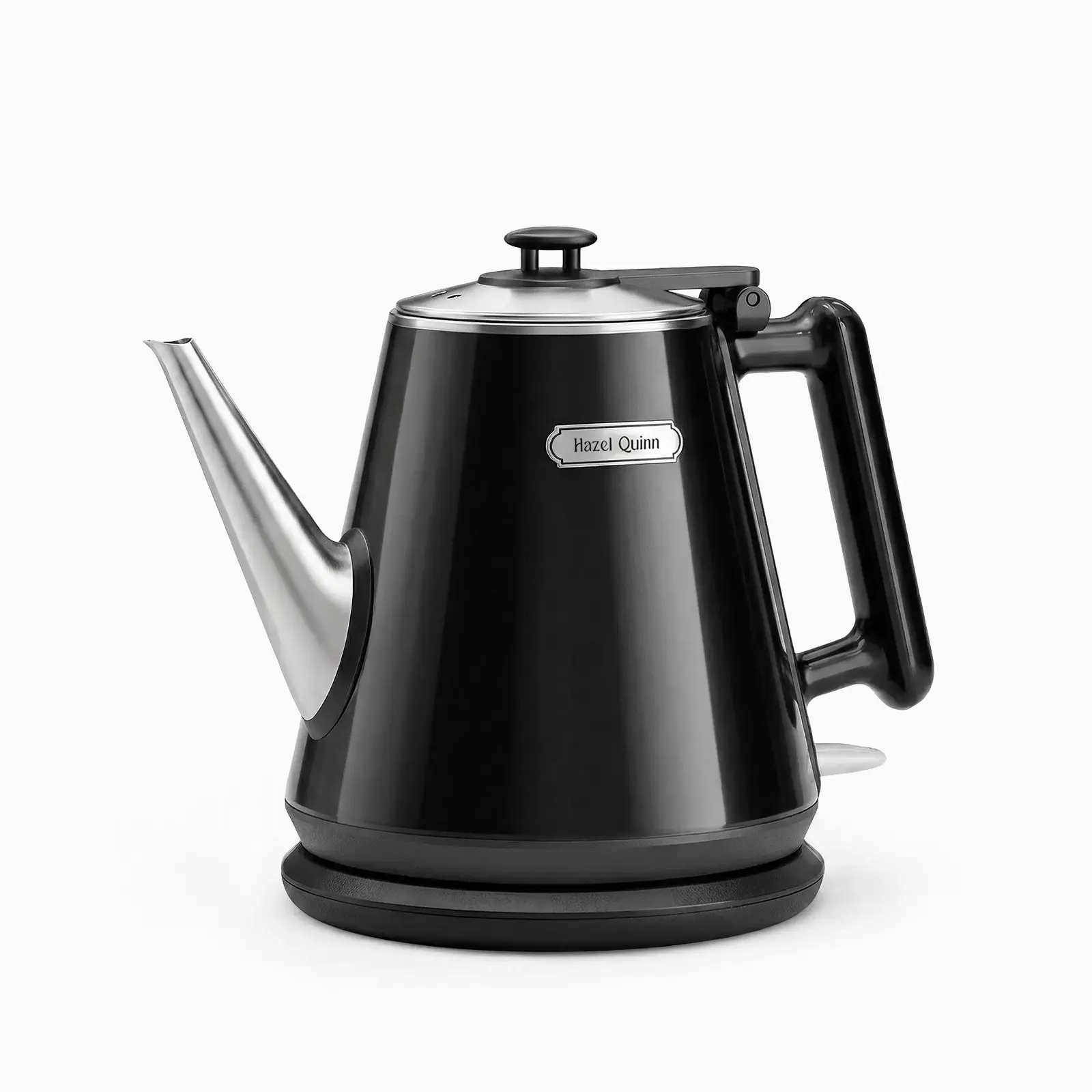 Hazel Quinn Electric Kettle - 1L/34oz Small Tea Kettle, 800W Fast Boil, All 304 Stainless Steel Interior, Double Wall for Cool Touch and Thermal, Auto Shut-Off, BPA-Free, Cordless - Jet Black