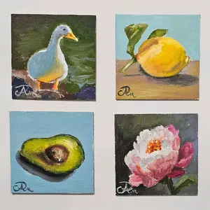 Mini Original Oil Painting Magnets | Hand-Painted Tiny Art for Your Fridge