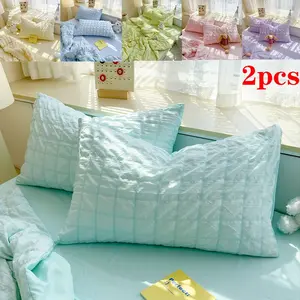 2pcs Plain Pleated Bubble Satin Pillowcases 48x74cm/50x75cm, 100% Polyester Fabric, Skin-Friendly, Suitable for Bedroom Living Room Hotel