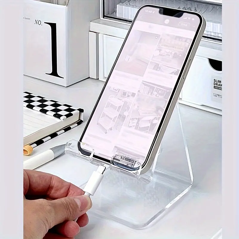 Acrylic Clear Phone Holder, Cell Phone Holders, Solid Color Desktop Thickened Phone Stand, Universal Creative Phone Holder for Home Office, Cell Phone Stand, Universal Smartphone Holder, Mobile Phone Holders, Smartphone Accessories, Cellphone Accessory