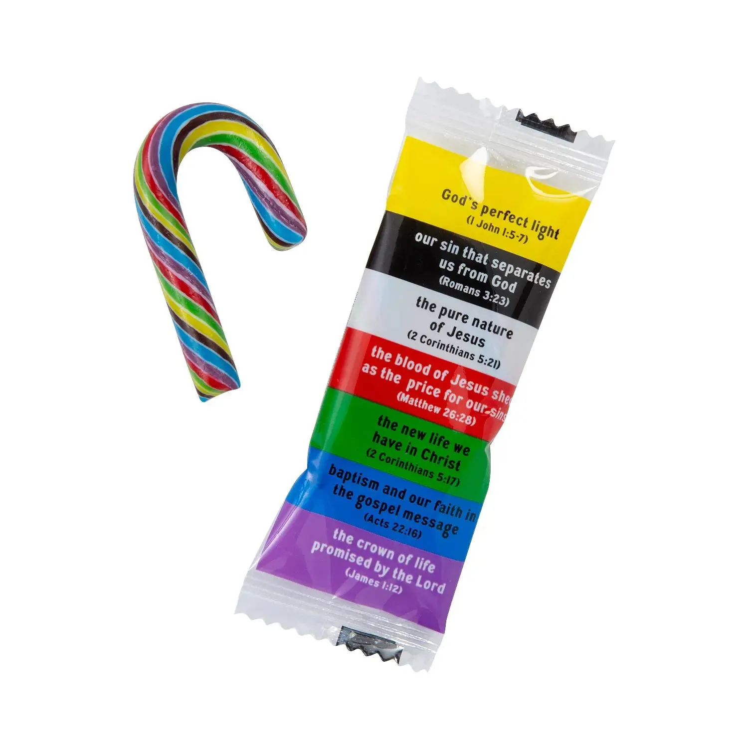 Novelty "The Salvation Story" Candy Canes - 2.25" Mini Sweet Fruit Snack Candies, 7 oz, 40-Piece Pack