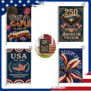 250th Anniversary 4th of July Garden Flags, Multi-Styles Patriotic Independence Day Yard Flags, Double Sided American Flag for Fourth of July Outdoor Decorations, 12.5 x 18.5 Inch