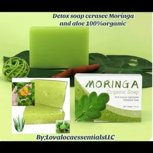 LovalocaessentialsLLC 3pcs Cerasee Detox Soap with Aloe & Moringa 100% Organic for Acne Hydration & Facial Blemishes Hydrating