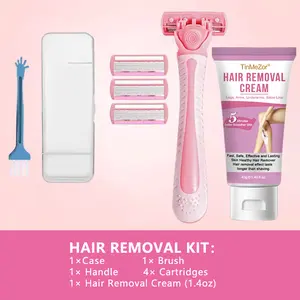 Blue Gentleman's Premium Shaving & Hair Removal Kit Aloe Vera Pouch Gift Aftershave with Electric Razor 100ml Cream Velvet Pouch Included