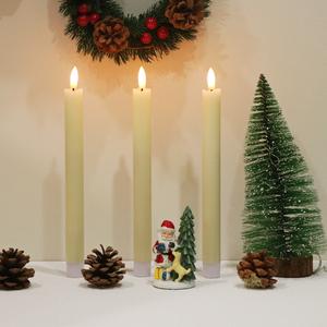 【6/8 Packs】GenSwin Flameless Ivory Taper Candles Flickering with 10-Key Remote, Battery Operated Led Warm 3D Wick Light Window Candles Real Wax Pack of 6, Christmas Home Wedding Decor