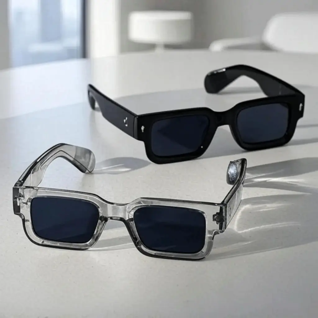 Unisex Retro Small Square Sunglasses (Set of 2) – Stylish Rectangular Shades with UV400 Protection; Lightweight, Trendy Eyewear Suitable for Men and Women – Perfect for Summer, Beach Trips, Travel, and Street Style.