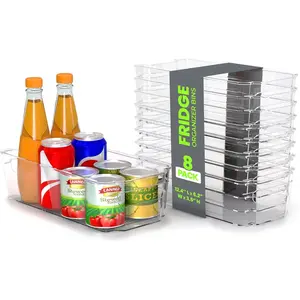 - Fridge Organizer Bins - Refrigerator Organizing Bins - Pantry Organizers & Storage - Stackable for  & Kitchen Pantry Organization - Clear Plastic Containers (8 Pack)