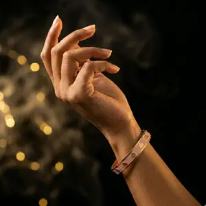 Sweetheart Bangle - Blush Pink & Classic White Stackable Tarnish-Free Jewelry with Gold Heart Details & Mini Diamond Accents