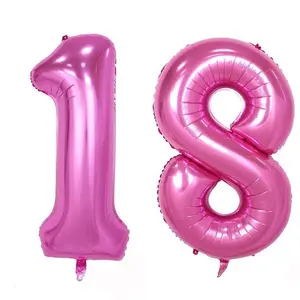 Pink Giant Foil Number Balloons 16 in or 40 in - 18 - 18th Birthday Float Self Sealing Decoration Supplies Helium Floating or Air mylar  balloon