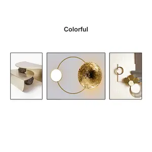 3 Pieces Modern Geometric Abstract Wall Decor Set Canvas Painting with Frame Living Room