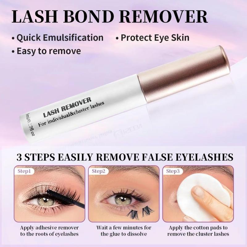 Kit for False Eyelashes - D Curl Cluster with Extension Glue and Tensions - Makeup, Cosmetic