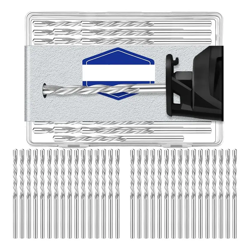 50 Pcs M2 Steel Drywall Router Bits - 1/8" Shank, 4-Sided Tip, Guide Point Drill Tools for Spiral Saw Use, Ideal for DIY Users