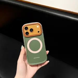 Luxury Semi Clear Frosted Protective Phone Case for IPhone 17 Pro Max 16 15 14 13 12 Pro Max Magnetic Ring Holder Raised Metal Camera Frame Precise Cutouts Independent Buttons Colorblock Minimalist Stylish Daily Use Gift