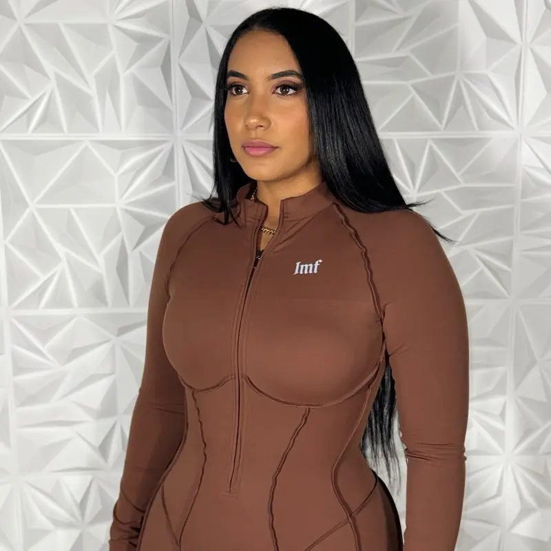 Chocolate Contour Zip Jumpsuit