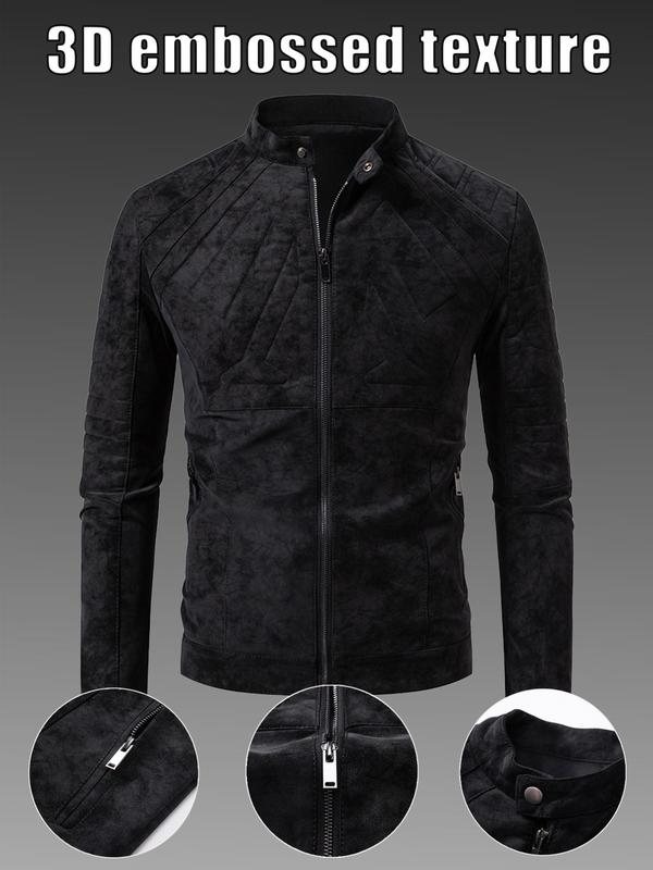 Men's Winter Velvet Jacket, Fleece Lined Thick Fur Collar, Vintage Lapel Multiple Pockets, Warm Motorcycle Coat