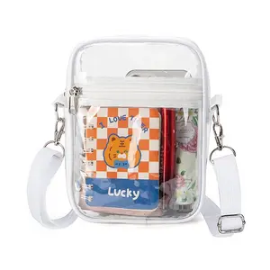 Clear Transparent PVC Cosmetic Bag & Stadium Bag – Women's Mini Crossbody Purse for Sports, Concerts, Festivals, Outdoor Events Detachable Storage Organizer