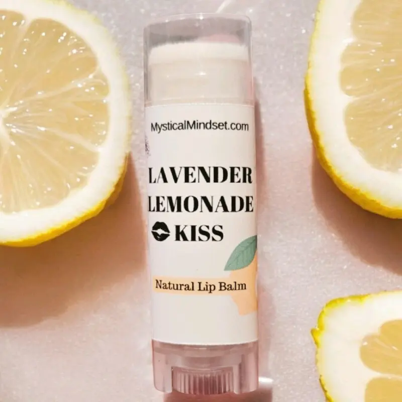 Organic Lavender Lip Balm - "Lavender Lemonade Kiss" with Lemon, Shea Butter, Beeswax, Jojoba Oil, All Natural, Fun, Trendy, Lipcare Cosmetic