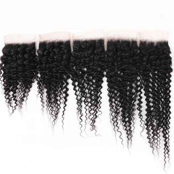4x4 HD Transparent Lace Closure, Mongolian Afro Kinky Curly 100% Remy Human Hair, Natural Color, Invisible Scalp, No Tangle & Shedding Free, 8-16 Inches for Black Women