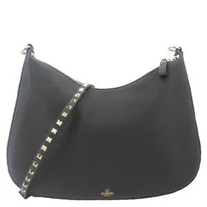Pre-owned Valentino Leather Hobo Bag Garavani Rockstud Black