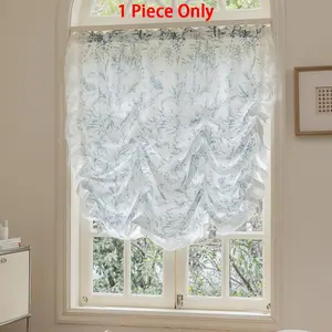 Floral Print Ruffled Trim Heavy Curtain, 1 Count Modern Simple Window Curtain, Household Textiles for Home Living Room Bedroom Hotel Decor, Home Decoration Curtain