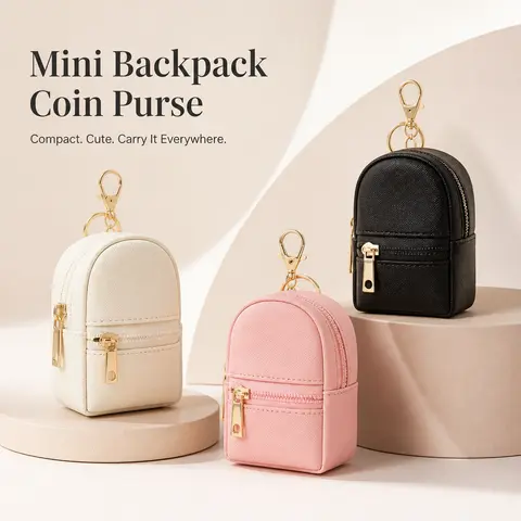 PU Multi-Functional Keychain Wallet - Kawaii Coin Holder/Purse, Key & Cable Organizer, Lipstick Storage Pouch, Small Backpack Accessory, Useful Mini Gifts for Students