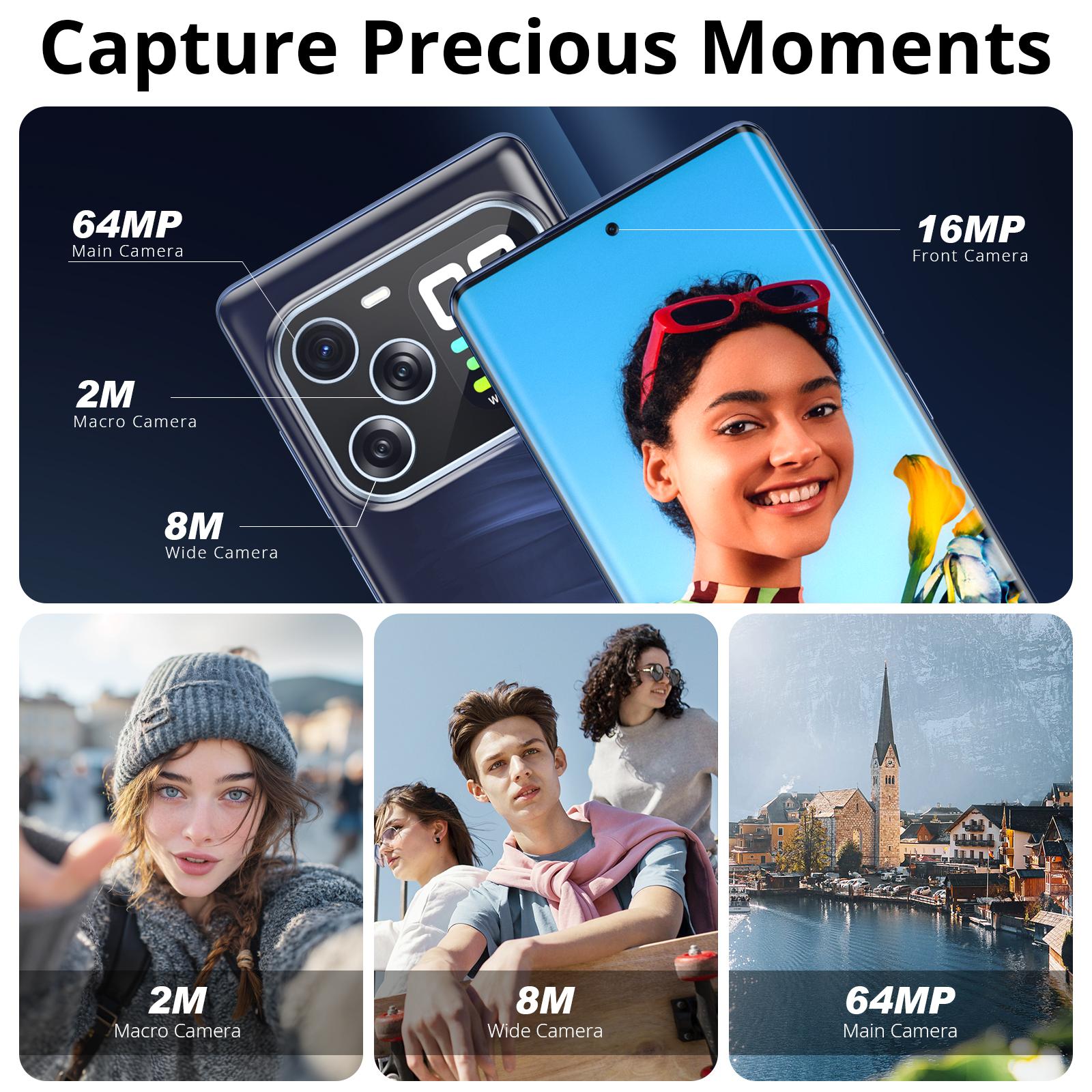 W&O Cell Phone (2026), 256GB Smartphone, G99, Unlocked Android, Large Display, High-end Smartphone with Curved Display and Dual Front & Rear Screens, High Res-Camera 64MP+16MP Front , 2M+8M Camera