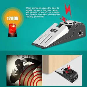 Portable Door Stop Alarm, Door Stopper with 120db Loud Security Alarm, Travel Door, Doorstops Wedge Sensors Security Devices for Traveling Apartment Hotel and Home