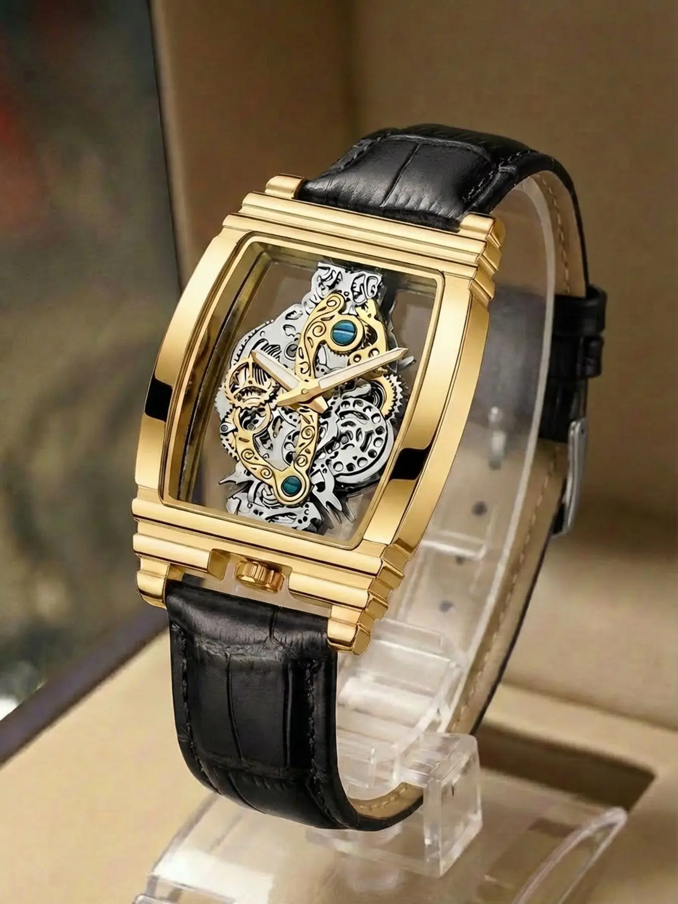 Men's Business Fashion Barrel Shaped, Barrel Dial Watch, Fashion Watch for Party, Daily Clothing Decor, Watch for Birthday Gift, Business Fashion Watches, Quartz Analog Watch, Quartz Wristwatches