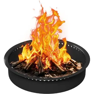 Smokeless Fire Pit, Made of Carbon Steel, Outdoor Round Garden Fire Pit with Ventilation Holes, DIY Campfire Ring, Suitable for Burning Firewood