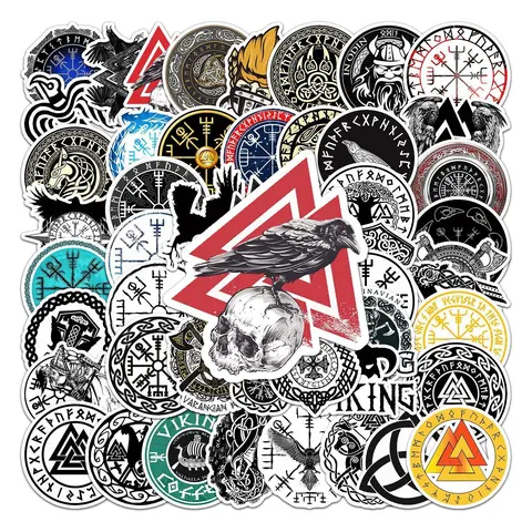 Symbol Series Graffiti Sticker, 50pcs Cartoon Viking Pirates Series Sticker, Decorative Sticker For Wall Water Bottle Skateboard Helmet Car Bike Luggage Laptop Sticker Decals, Decal For Cars, Stickers For Cars, Graphic Decal