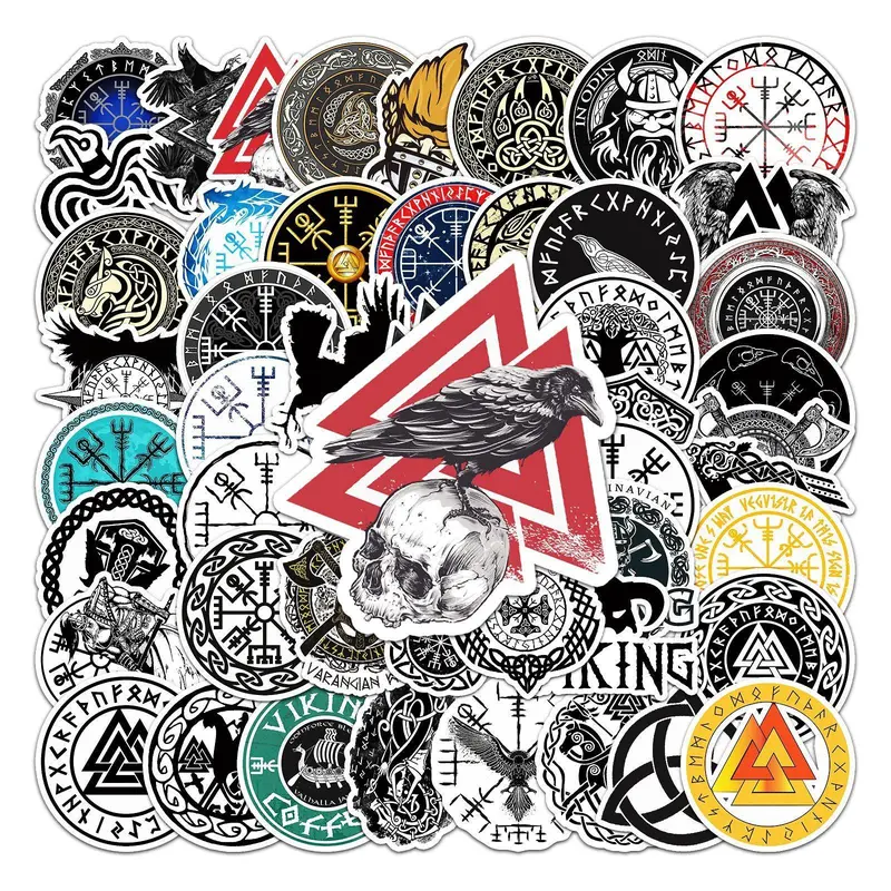 Symbol Series Graffiti Sticker, 50pcs Cartoon Viking Pirates Series Sticker, Decorative Sticker For Wall Water Bottle Skateboard Helmet Car Bike Luggage Laptop Sticker Decals, Decal For Cars, Stickers For Cars, Graphic Decal