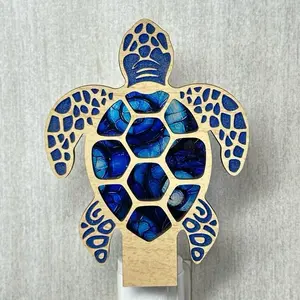 Sea Turtle Handmade LED Night Light with Blue Mosaic Design for Cozy Ambiance