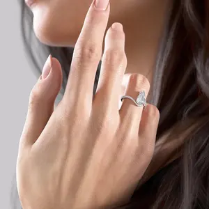 New hot explosive fashion hand-set 8*12 pear-shaped zircon ring female creative new ring