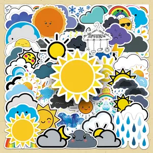 Weather Pattern Sticker, 50pcs/set Creative Design Graffiti Sticker, DIY Decorative Sticker for Phone Case, Scrapbooking, Journal Making, Sticker Packs