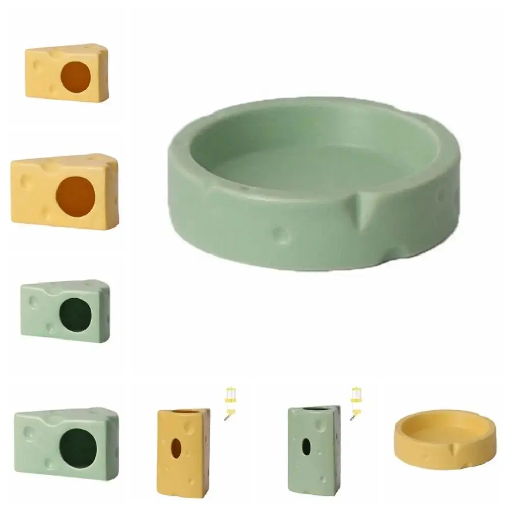 Ceramic Cheese-Shaped Hamster Hideout, Stable Chew-Resistant Multipurpose Pet Supplies with Decorative Feeding Dish and Drinker, As Shown, Cheese Shape, All Seasons