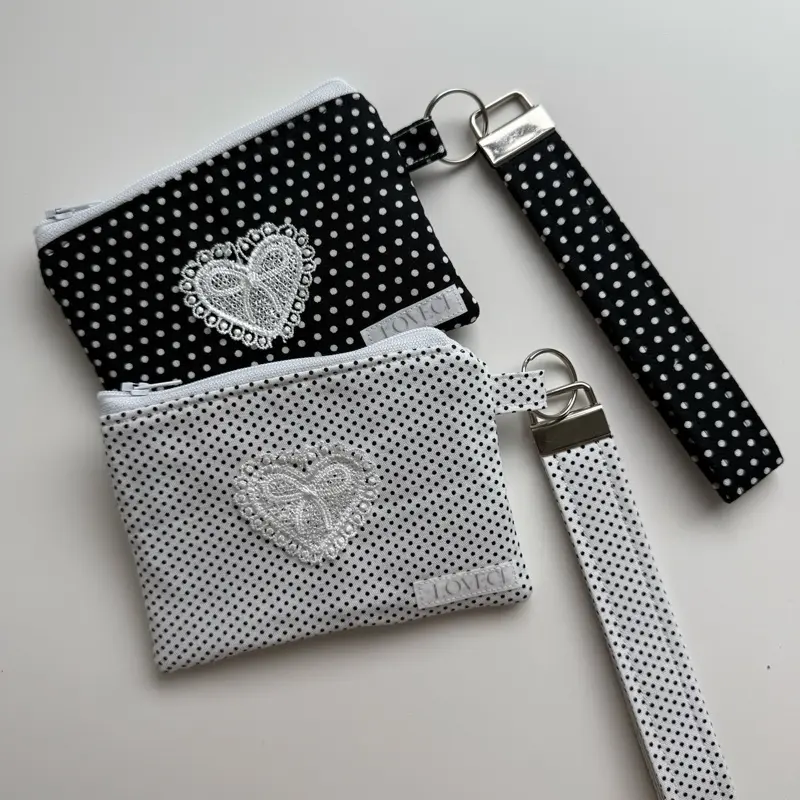 Handmade Polka Dot Keychain & Mini Pouch