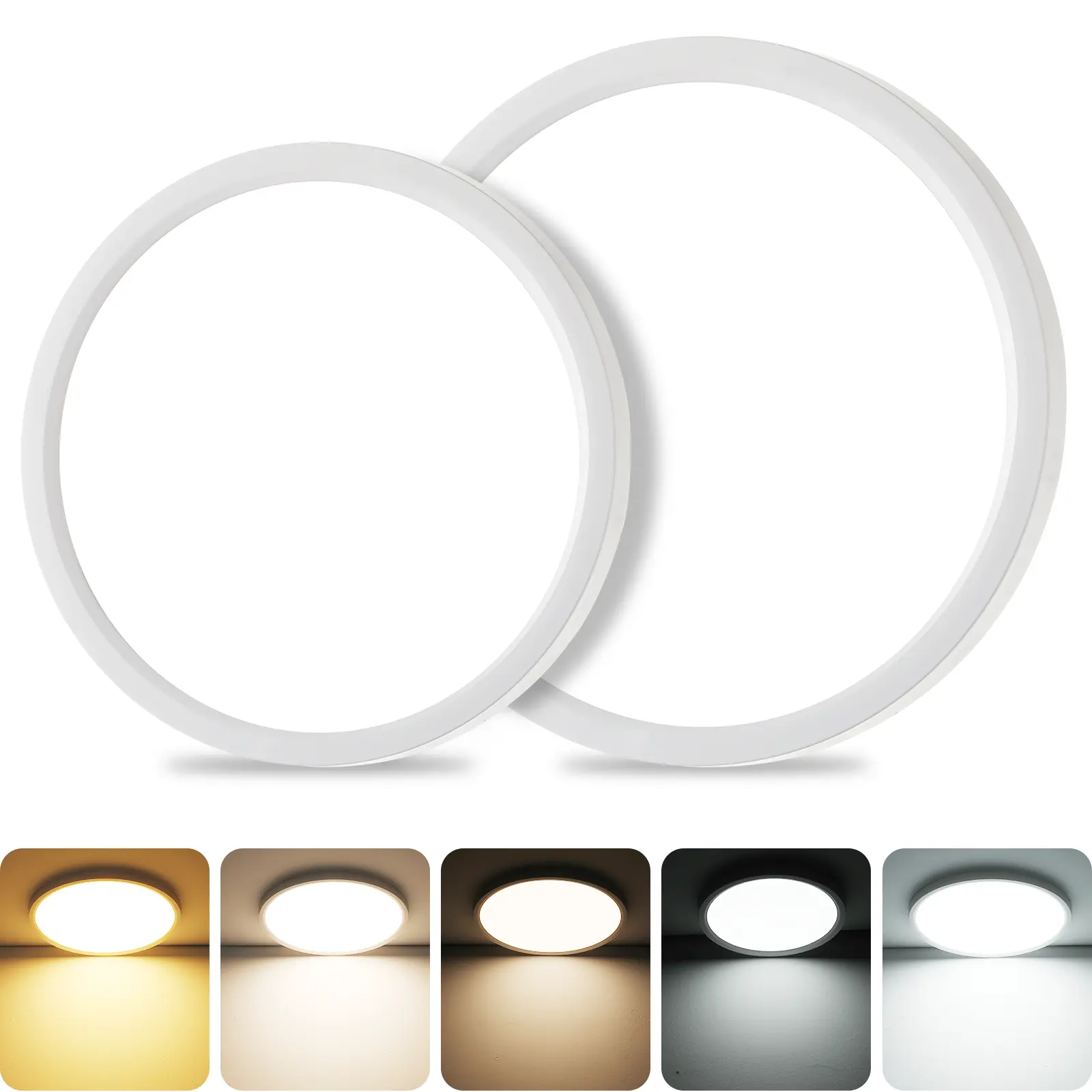ULTRA-THIN 24W LED Ceiling Light 2700LM 5 Color Temps IP44 Waterproof Easy Install Home Lighting 0.67" Thick Super Bright Efficient summerwins,summerwins
