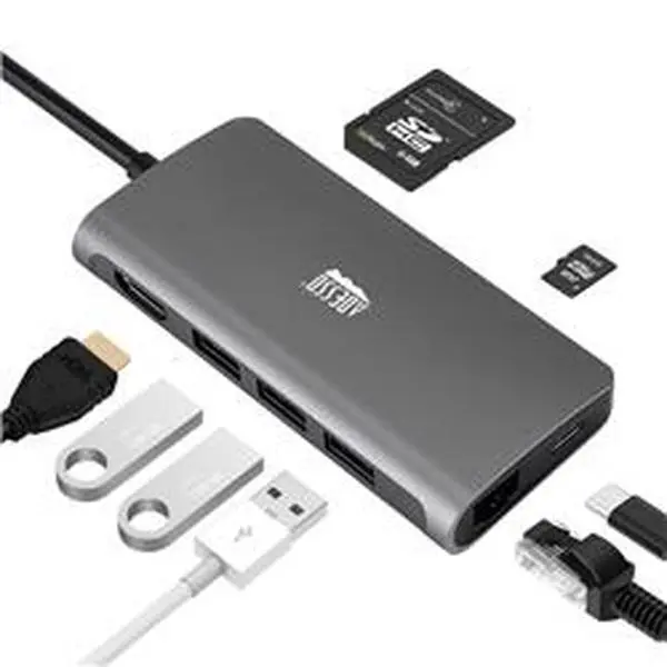 Adesso AUH-4030 6in USB Type-C Compact Aluminum Multi-Port Docking Station - 0.16 lbs Lightweight Computer Accessories, Compatible with Laptop Users/Chromebooks, High Data Transfer, Better Heat Dissipation, Pixels-Friendly Adapter for External Monitors, C