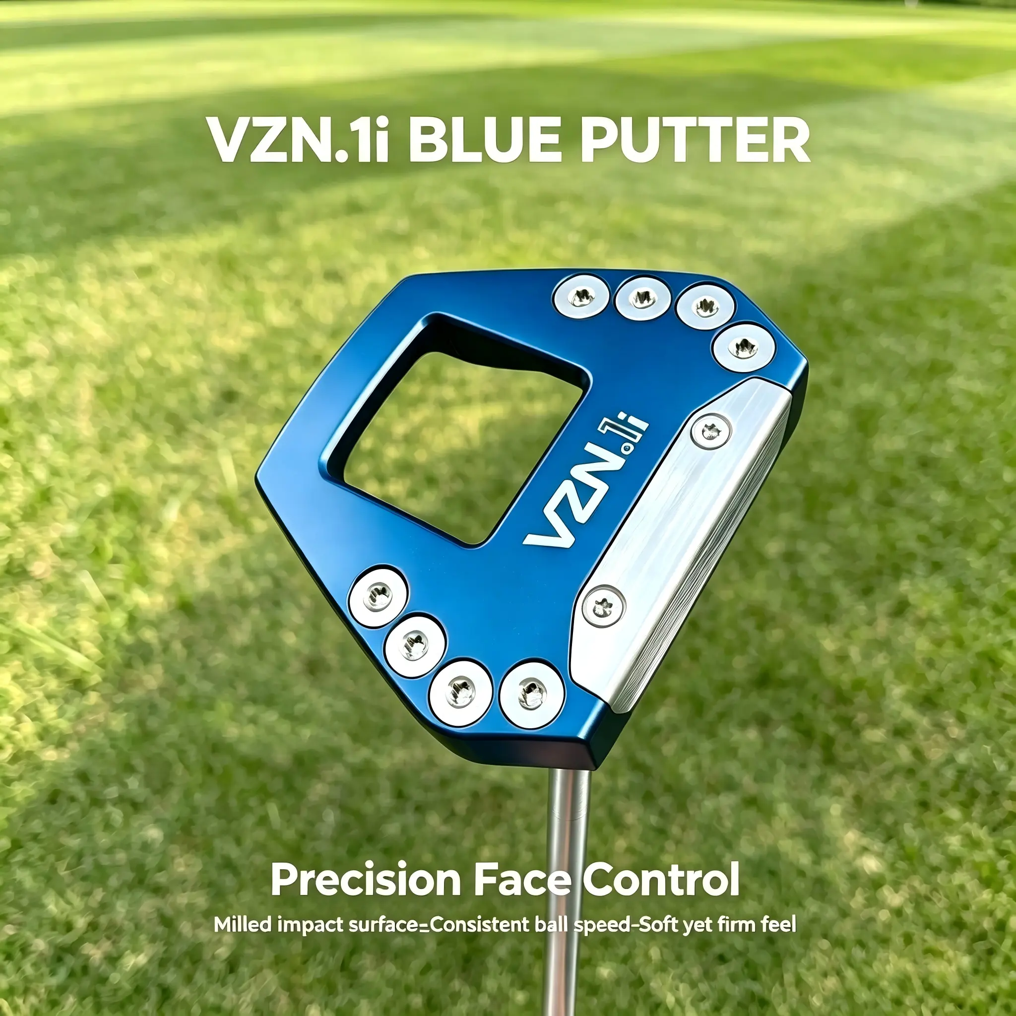 VZN.1i Blue Mallet Golf Putter - CNC Milled Impact Surface, Precision Face Control, Stable Ball Speed, Soft-Firm Touch, Professional Golf Club Equipment Golf Driver Hot Metal Complete Golf Set