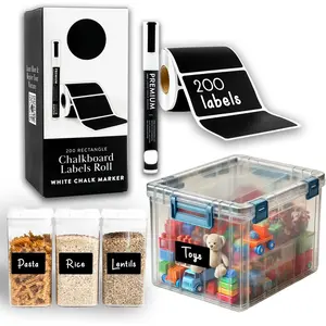 200 Chalkboard Labels for  Containers,  Black Stickers with Chalk Marker, Removable Pantry Chalk Board Jar Labels Stickers for Glass Jars, Storage  Mason Jars, Kitchen Organization