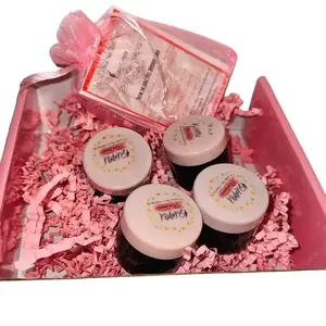 Henna Finger Dips and Drawings Gift Set with 4 Jars and Pink Bow for Creative Artistry