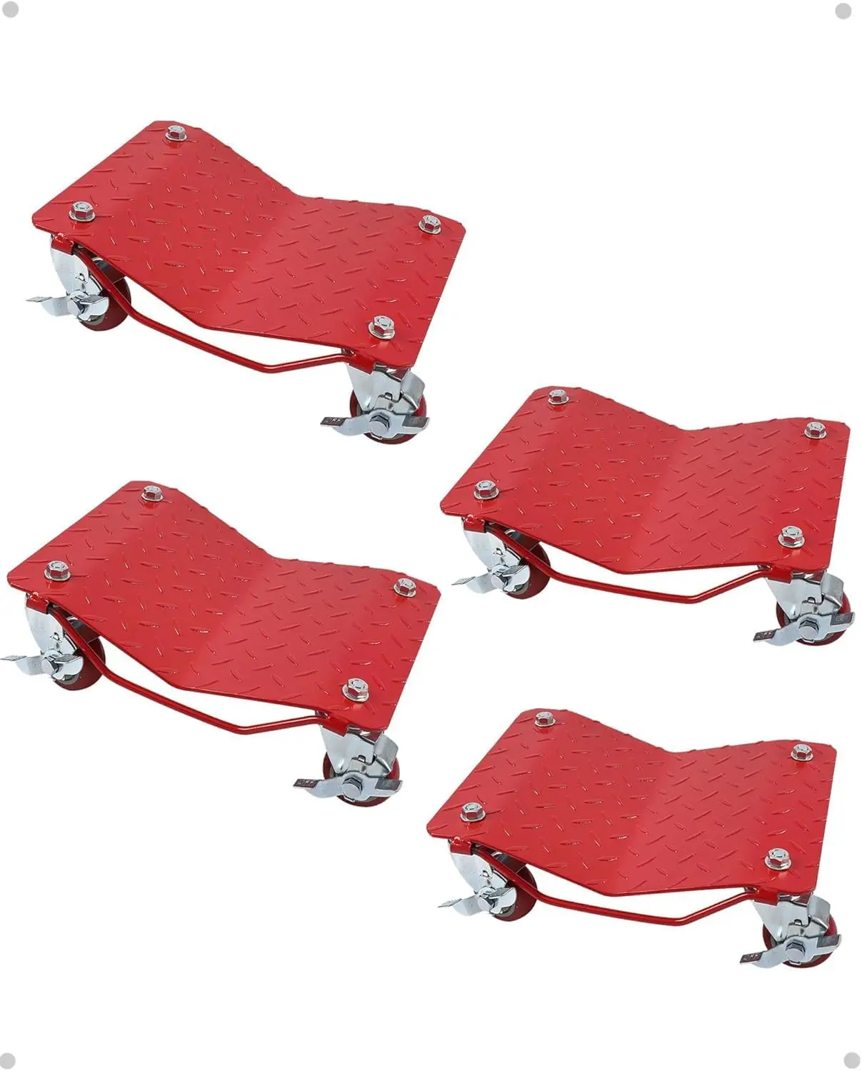 Carbon Steel Heavy-Duty Car Dolly Trolley Set (2/4 Pieces), 6000 Lbs Capacity Portable Rolling Transport Cart Trollies with Antiskid Plate & 360-Degree Rotatable Wheels, Portable Rolling Trollies