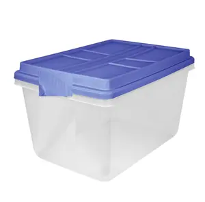 72 Quart Clear Storage Bin with Blue HI-RISE Lid Latched Container for Organized Storage