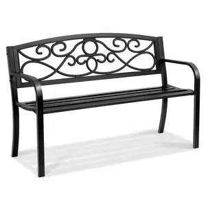 VEVOR Outdoor Bench,  , 50 inches Metal Garden Bench for Outdoors, 550 lbs Load Capacity Bench, Outdoor Garden Park Bench with Backrest and Armrests, Patio Bench for Garden, Park, Yard, Front Porch