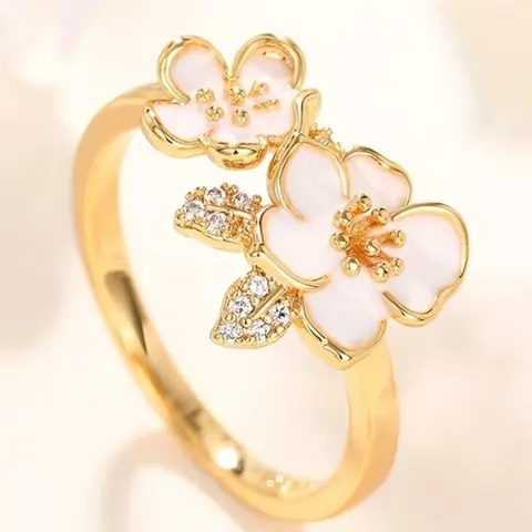 Sweet Dripping Oil Zircon Flower Fashion Elegant Women's Engagement Rings Design Personalized Feminine Temperament Engagement Exquisite Ring Gift for Mother and Girlfriend Cluster Ring Engagement