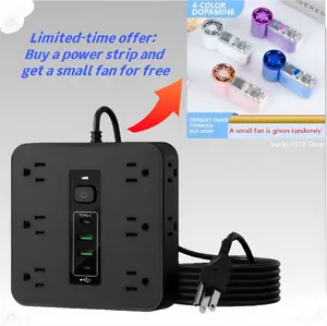 Power Strip with Surge Protection 12 AC Outlets 2 USB 2 Type-C Multifunctional Wall Outlet Extender for Office Home Travel US Plug Comprehensive Protection Flexible Installation Travel Friendly