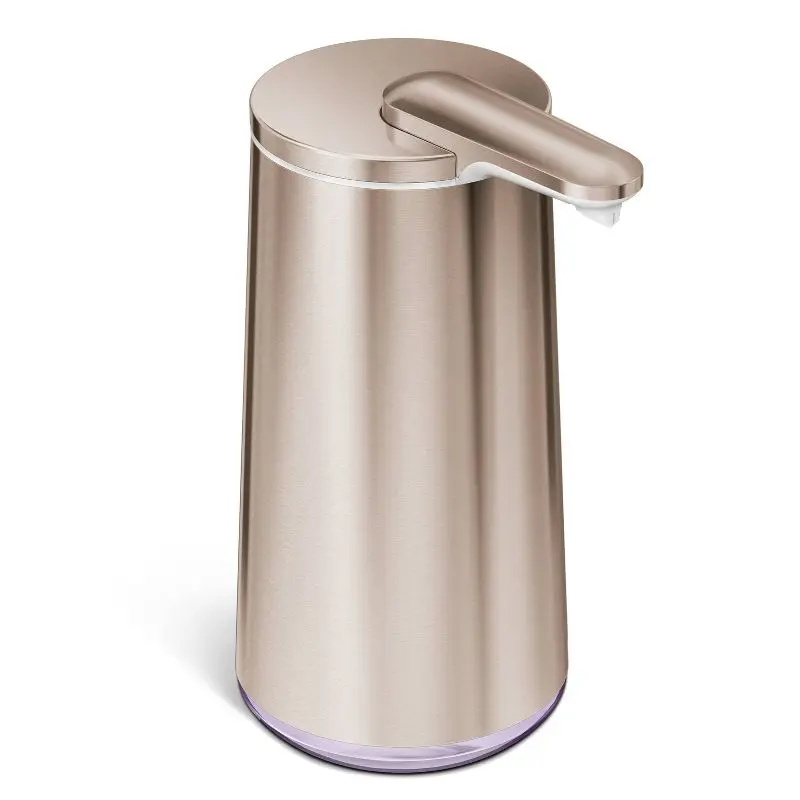 simplehuman 10oz Rechargeable Stainless Steel Sensor Pump Automatic Foam Soap Dispenser with Refillable Cartridge