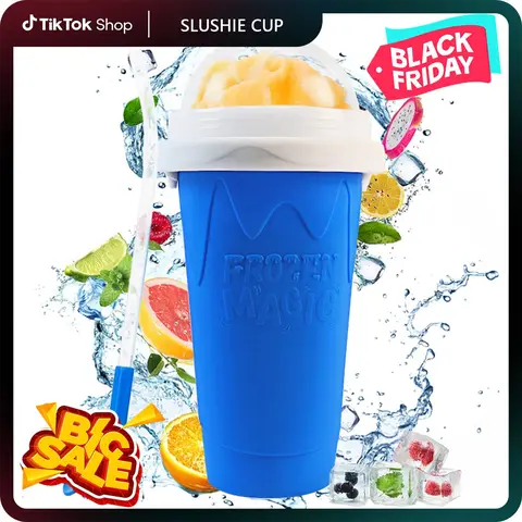 JEUXDOS Cylindrical Silicone Ice Cream Cup - Double Wall Rapid Freeze Technology Kitchenware with 2-in-1 Straw and Spoon for Homemade Slushies, Milkshakes, Birthdays (Suitable for All Ages)