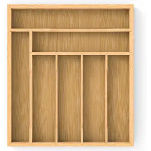 Kitchen Drawer Organizer, Utensils Organizer Cutlery Tray Holder, 7-Slot Drawer Divider for Silverware, Flatware