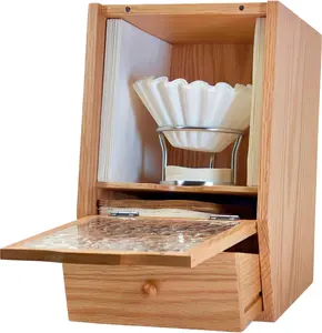 Muro Home Magnetic Door Dustproof Wooden Storage Box with Large Capacity Drawer, Coffee Filter/Utensil/Tea Bag & Tea Set Collection Organizer